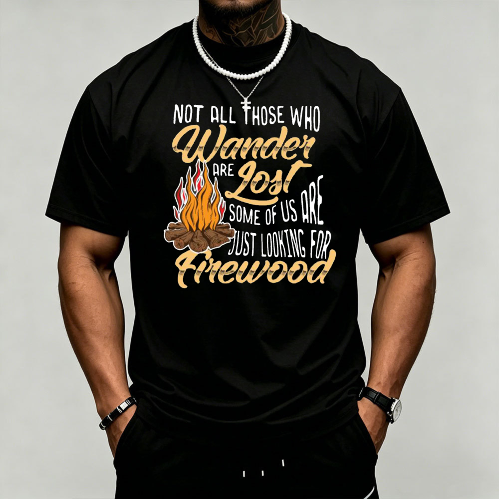 Outdoor Adventure Quotes Short - Amping Kamp Ateşi Grafik Erkek T-Shirt