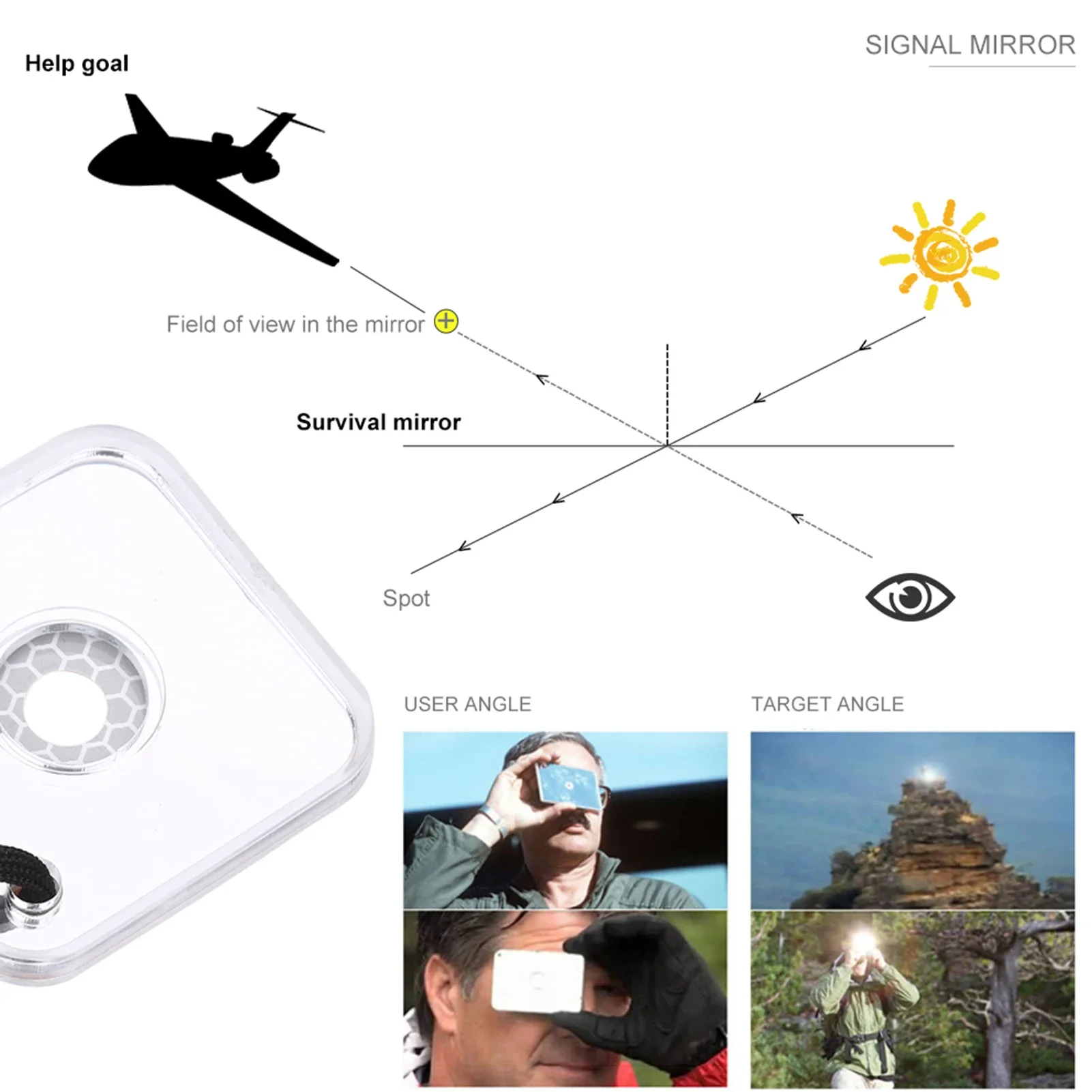 Açık çok fonksiyonlu Survival  - Signal Mirror Rescue incelemesi ve fiyatı